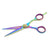 vibrant rainbow-colored hair cutting scissors